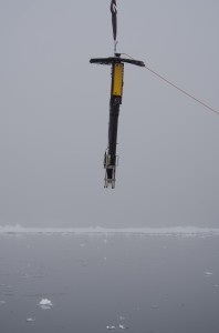 Vertical Microstructure Profiler (VMP) about to be deployed from RRS James Clark Ross. Photo: Povl Abrahamsen, British Antarctic Survey.